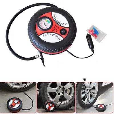 Portable Air Compressor Pump – Mini Tire Inflator with Digital Pressure Gauge & LED Light - The Gadgez