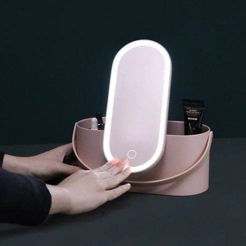 Portable LED Light Storage Box Beauty And Makeup Mirror - The Gadgez